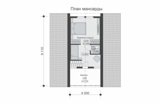 Одноэтажный дом с мансардой и балконом